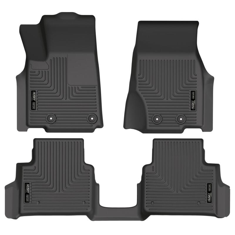 Jeep Grand Cherokee L Floor Liner - 2nd Row Bucket Seats - Husky Liners - WeatherBeater - Black - `21-`23